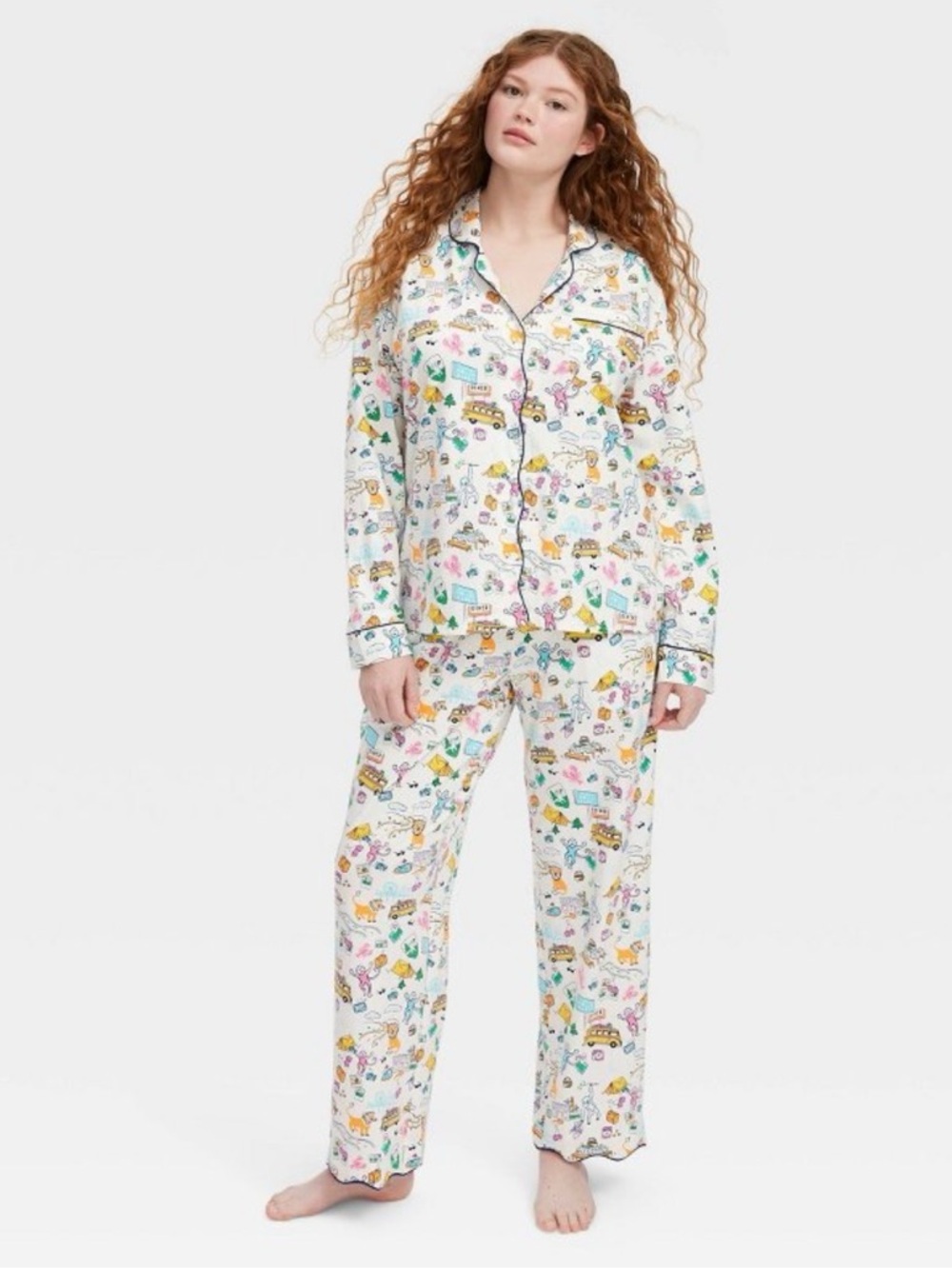 Roller Rabbit Cream Printed Button-Front Pajama Set - Picture 2 of 3